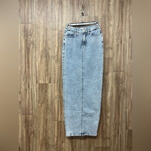 Good American Light Wash Denim Maxi Pencil Skirt